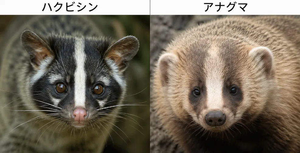 ハクビシンとアナグマの顔の違い